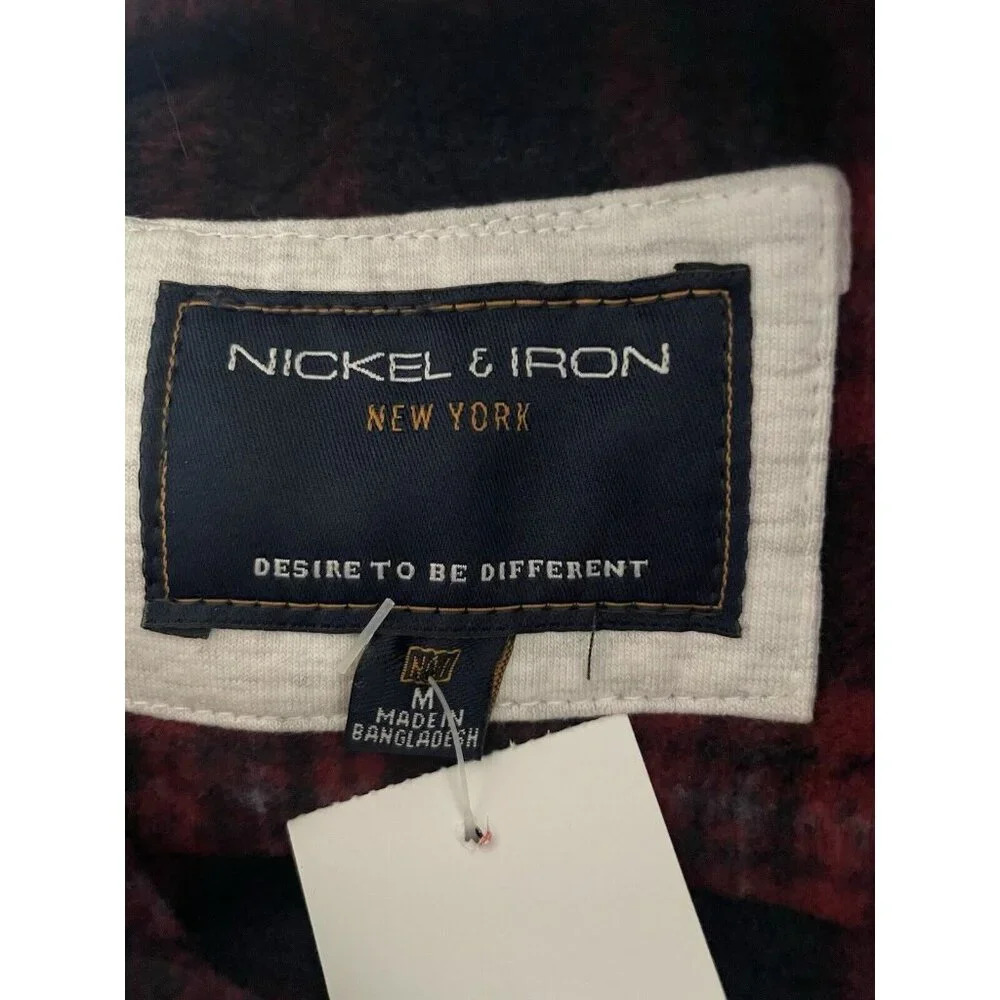 Nickel & Iron Fleece Plaid Shirt Men's M Red Navy Blue Button Up Long Sleeve NWT - Picture 4 of 7